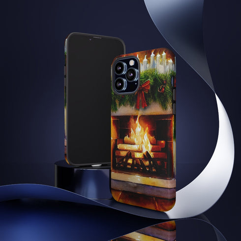 Candles on the Hearth Decorated for Christmas - Impact Resistant Phone Case